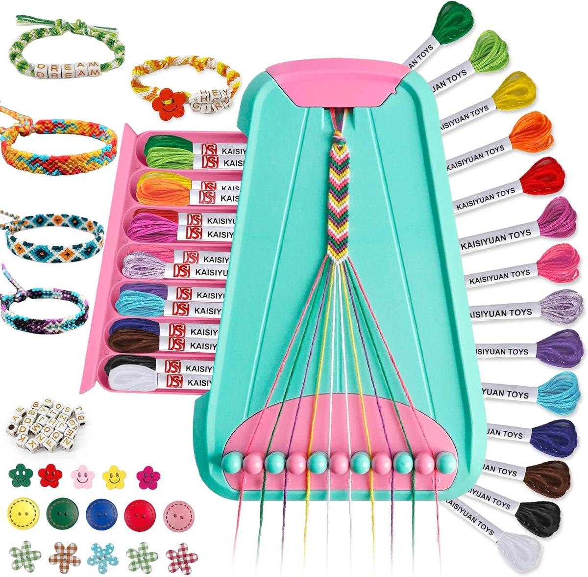 Maynacs Friendship Bracelet Making Kit para Girls 8-12, 28 Pre-Cut Threads