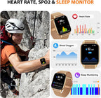 Reloj inteligente para mujer, rastreador de actividad física con llamadas Bluetooth y control de voz AI, pantalla HD de 1.85 pulgadas, monitor de frecuencia cardíaca/SpO2, rastreador de sueño