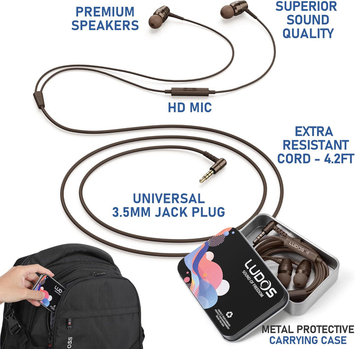 LUDOS OMNITONE Auriculares con cable para oídos, con garantía de 5...