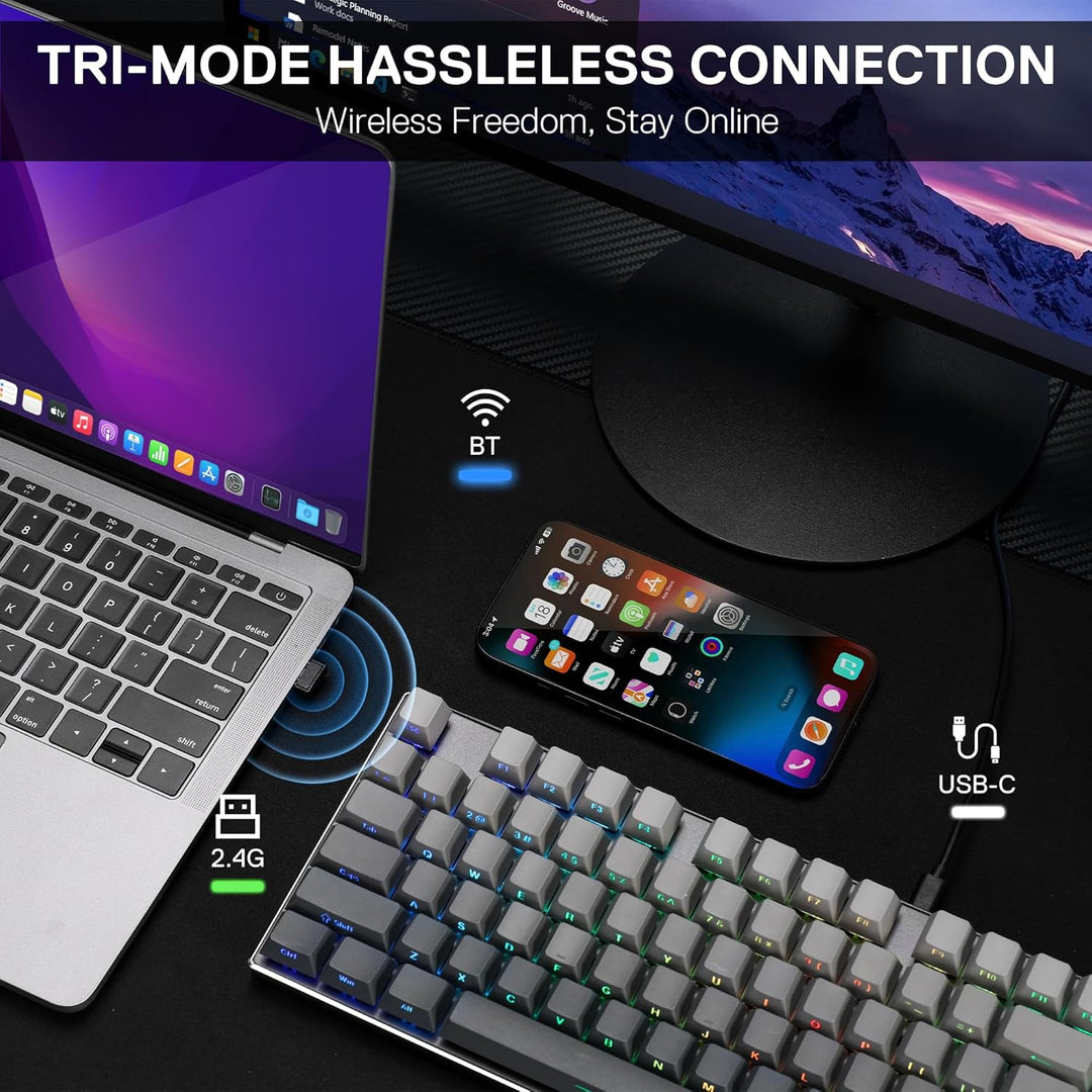 Redragon K556 PRO 104 Keys Wireless RGB Gaming Keyboard, Tri-Mode A...