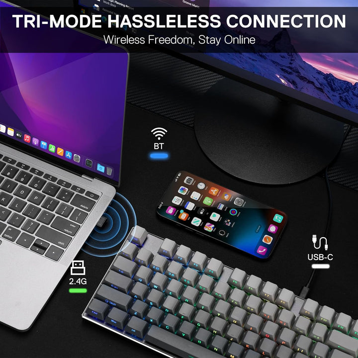 Redragon K556 PRO 104 Keys Wireless RGB Gaming Keyboard, Tri-Mode A...