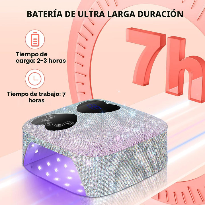 HUITINE - Lámpara de uñas LED UV, inalámbrica, 80 W, recargable, lu...