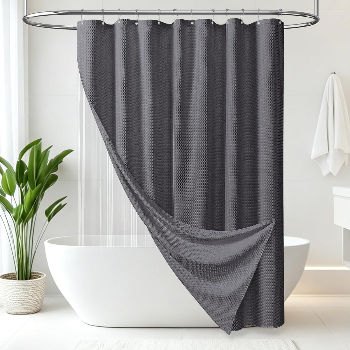 Set de Cortina de Ducha 3 en 1 con Forro 72x72 Gris Carbón