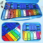 Soulmate Xilófono para niños, instrumento xilófono de 25 notas, percusión profesional con estuche y dos mazos seguros para principiantes, teclas de metal coloridas, enseñanza de música, regalos (azul)