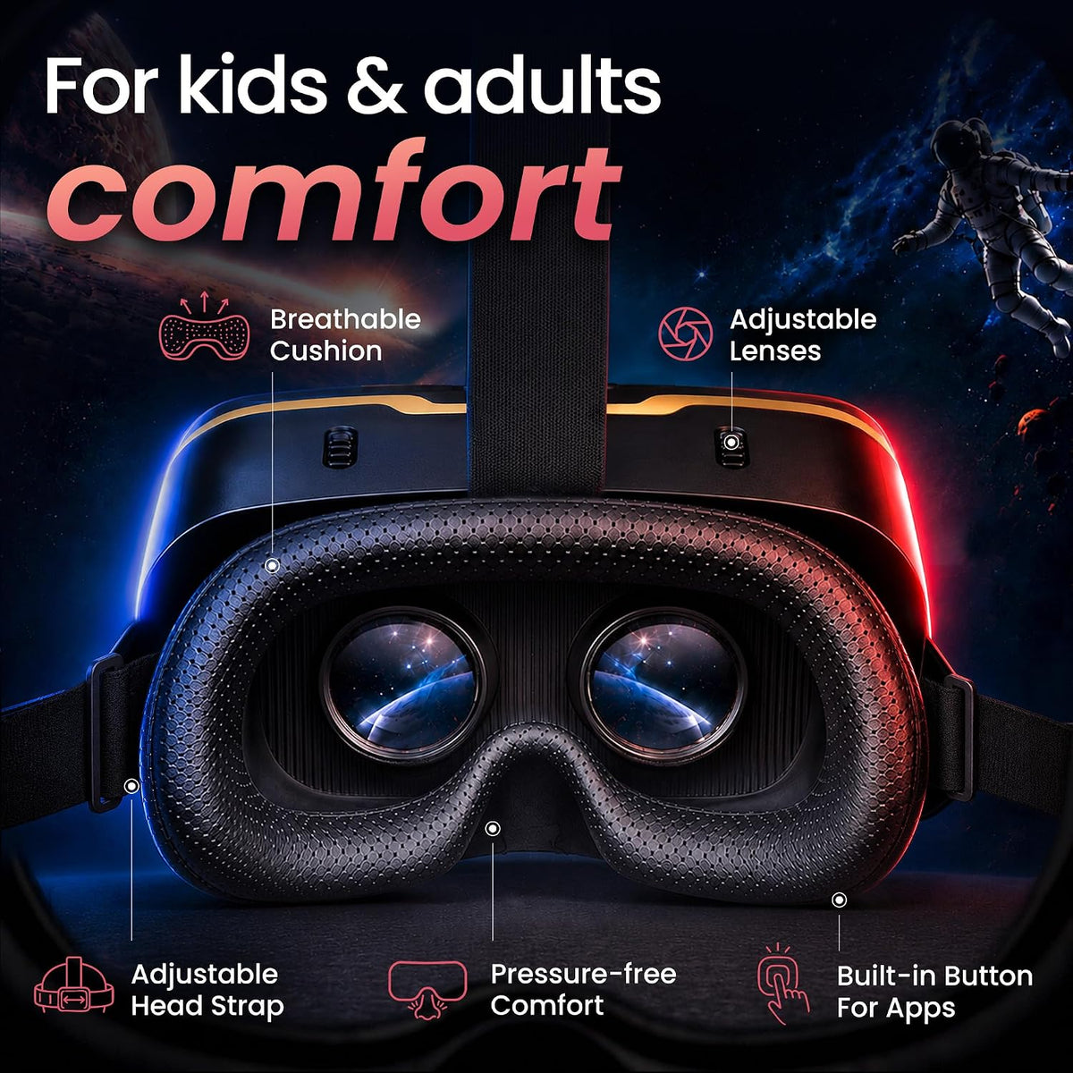 3D Auricular de Realidad Virtual para Niños + Control Remoto Android - para iPhone y teléfonos Android