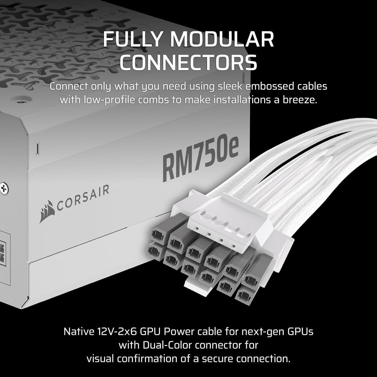 CORSAIR RM750e ATX 3.1 PCIe 5.1 Ready Fuente de alimentación comple...