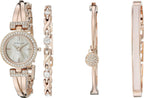 Anne Klein - Juego de reloj tipo pulsera con cristales de primera calidad y pulsera acentuada con cristales para mujer, AK/2238
