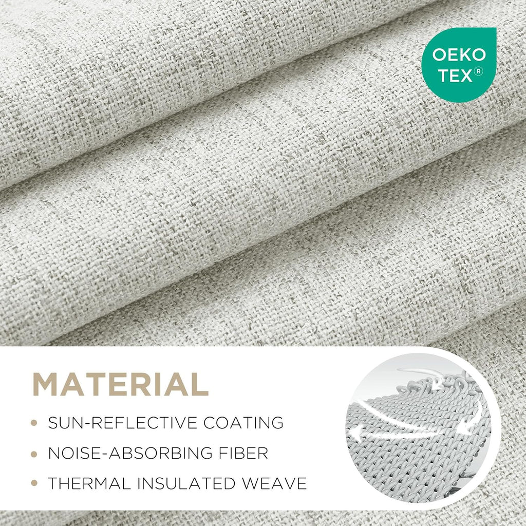 Joydeco Cortinas opacas para dormitorio, 84 pulgadas de largo, 100% bloqueo de luz, juego de 2 paneles de cortinas blancas, cortinas de oscurecimiento de habitación con aislamiento térmico, textura de