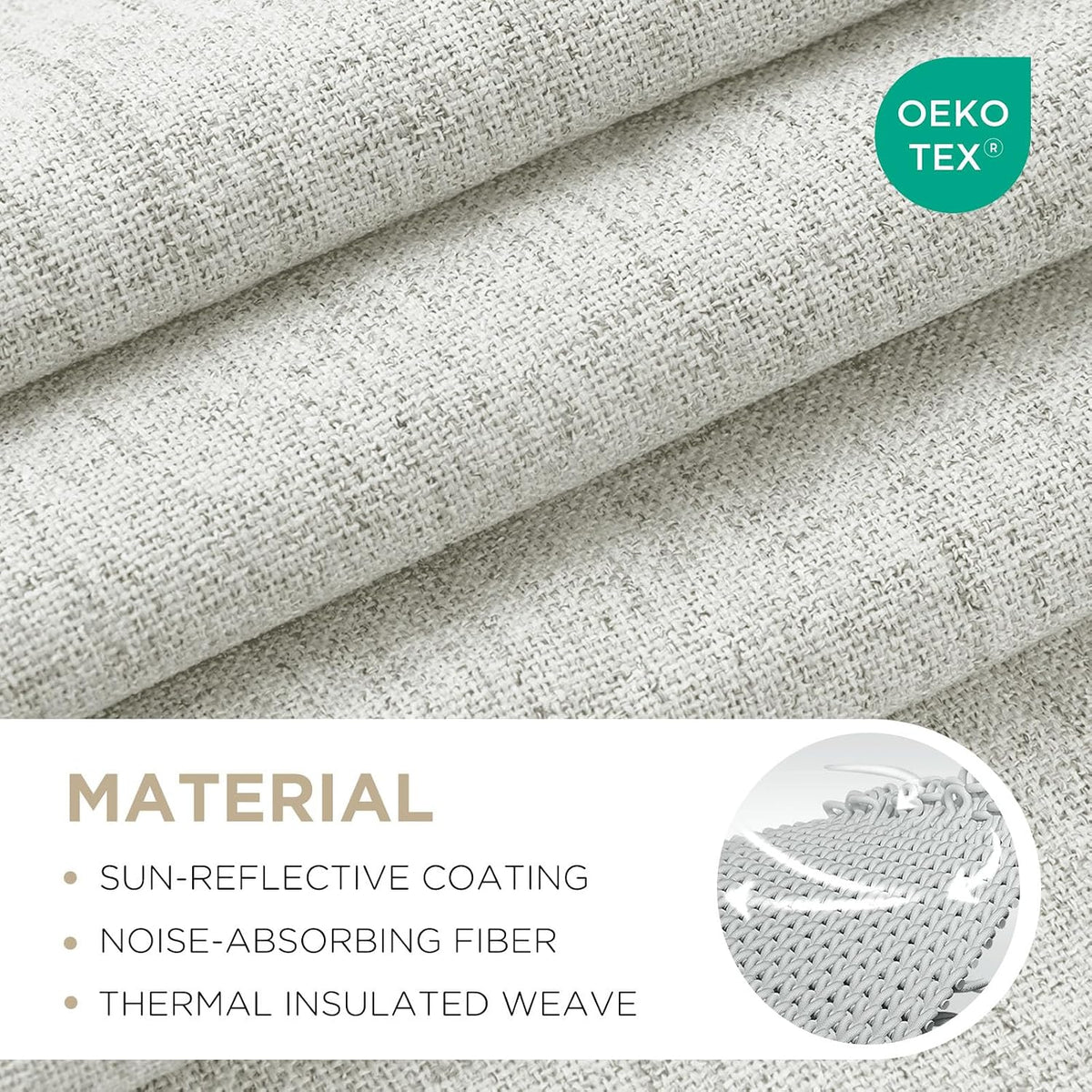 Joydeco Cortinas opacas para dormitorio, 84 pulgadas de largo, 100% bloqueo de luz, juego de 2 paneles de cortinas blancas, cortinas de oscurecimiento de habitación con aislamiento térmico, textura de