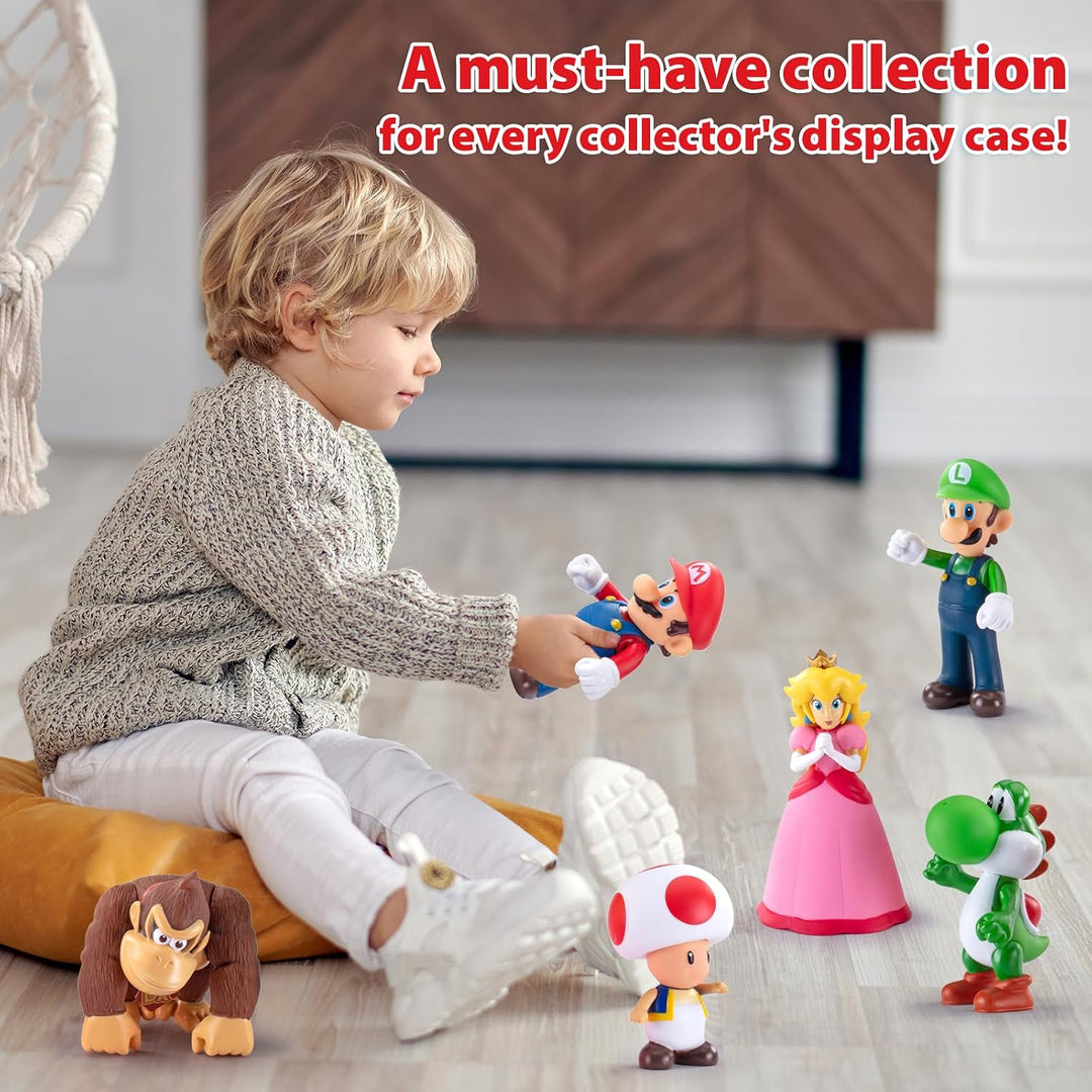 Mario Figures - Juego de 6 figuras de acción de Mario Bros, de PVC,...