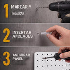 Kit organizador de tablero perforado, paquete de 4 paneles de metal de