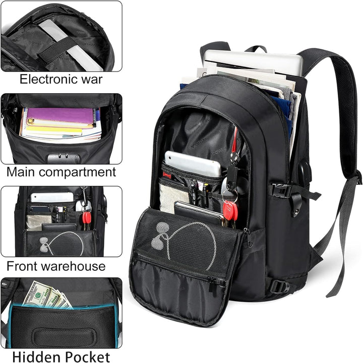Tzowla Mochila antirrobo de 40 litros con puerto de carga USB para...