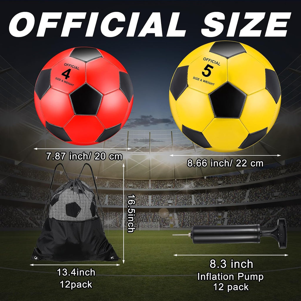 12 pelotas de fútbol desinfladas de Navidad, tamaño 5/4 a granel con bolsa de cordón para fútbol oficial, deporte, cristiano, donación, regalo de Navidad