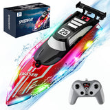 JOI MEW Barco RC para Niños con Luces LED, Barcos de Carreras de Co...