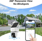 Wansview Cámara solar inalámbrica para exteriores, lente dual 2K 360°, 2.4G, B7 1 paquete | Cámaras PTZ 2K para seguridad del hogar con panel solar/alimentada por batería, detección PIR