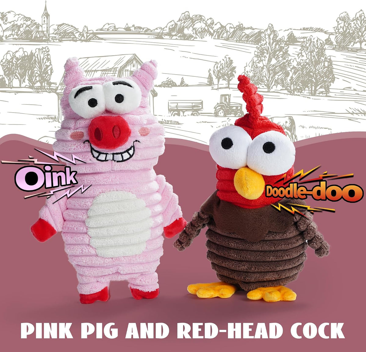 Nocciola 5-Pack Squeaky Dog Toys, Durable Stuffed Critter Zoo Dog Toys con Unique Squeak Sounds a Keep Dogs Busy, Puppy Toys para Small, Medium, y Large Dogs