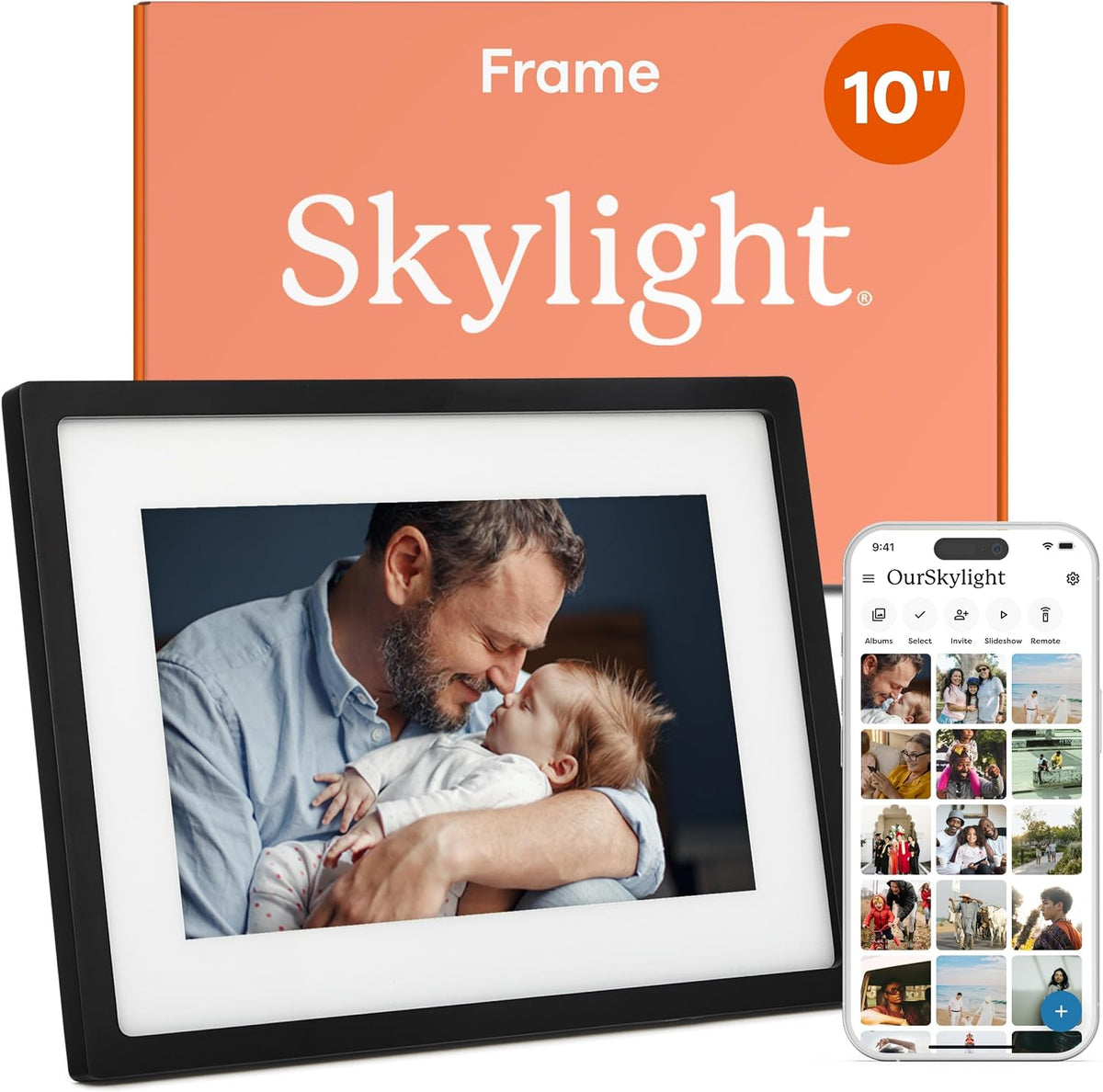 Skylight Marco de fotos digital, capacidad de carga desde el teléfono, 10