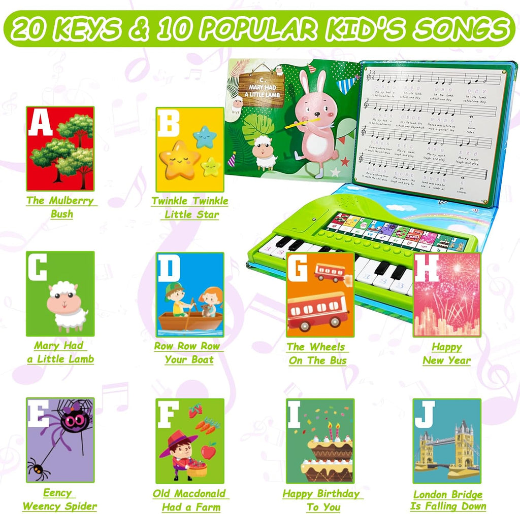 Juguetes de libro de piano para niños, 20 teclas, teclado para niños, juguetes musicales, regalos para niños y niñas de 3, 4 y 5 años
