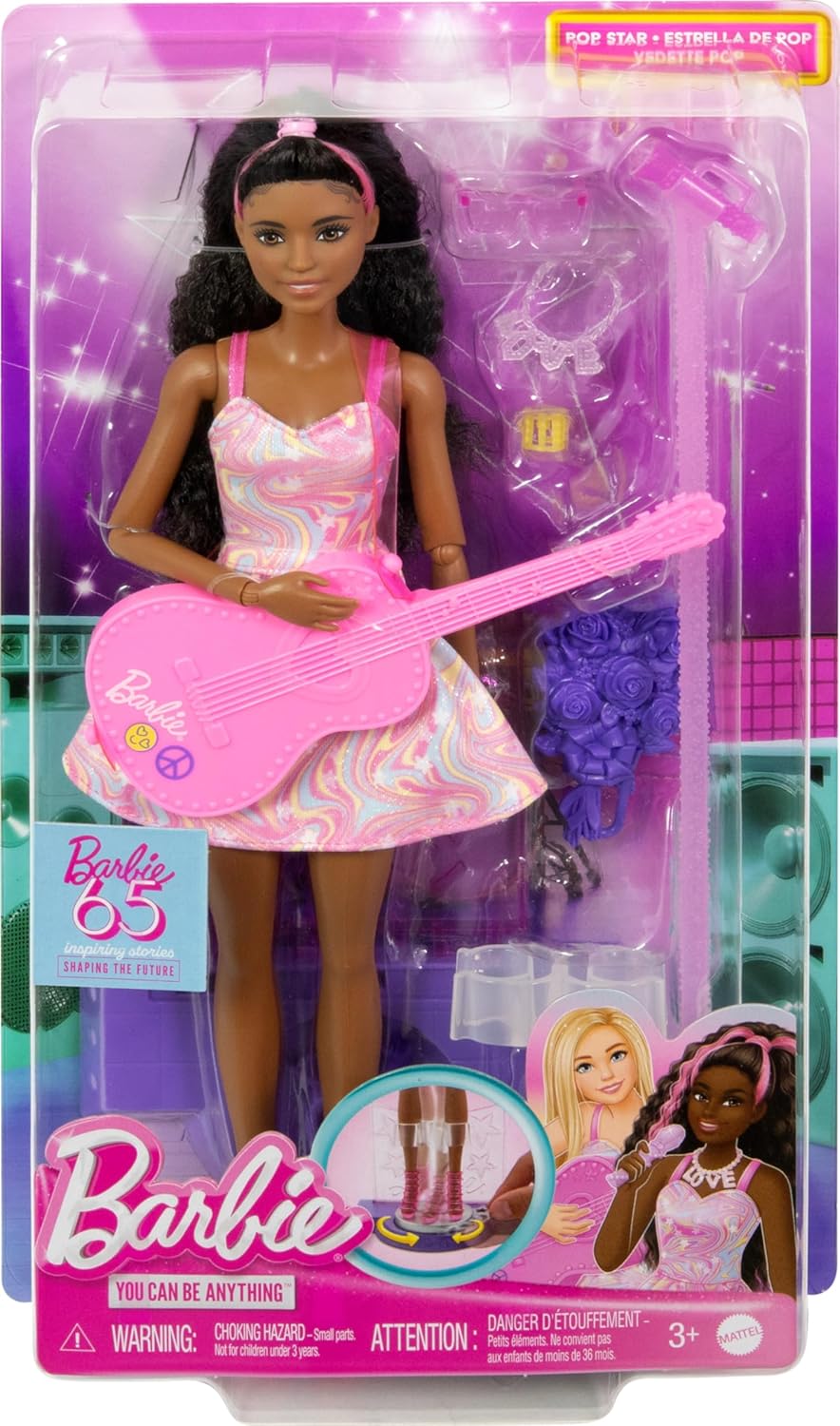 Barbie Muñeca del 65º Aniversario y 10 Accesorios, Set Estrella Pop...