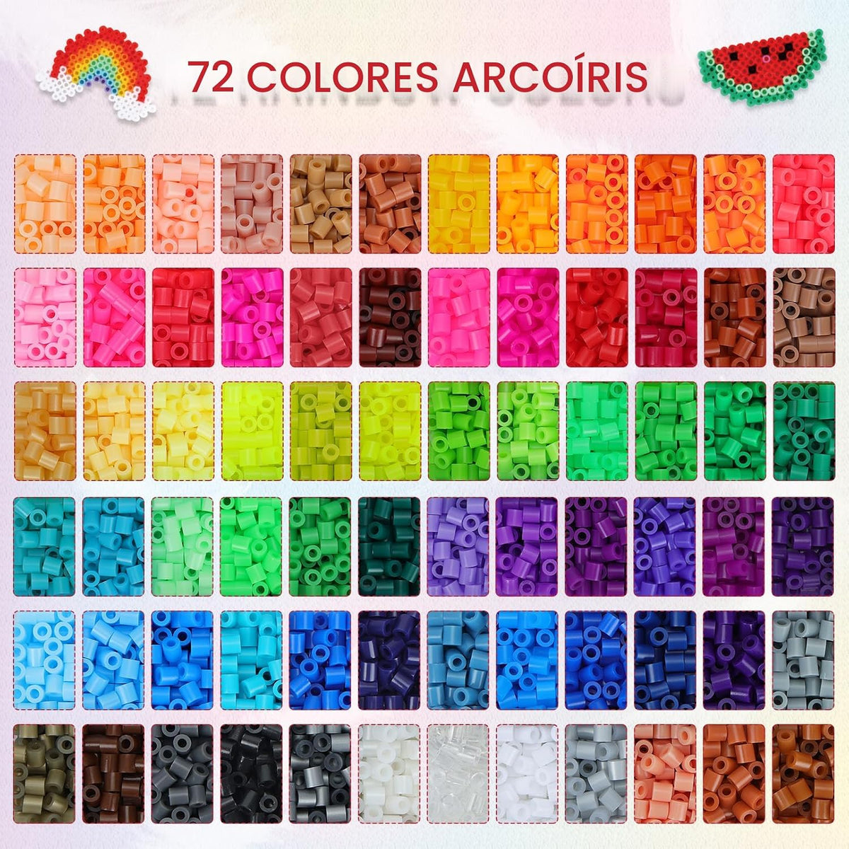 Quefe 72 Colors 15000 Pcs 5mm Fuse Beads Kit Melting Beads para Craft