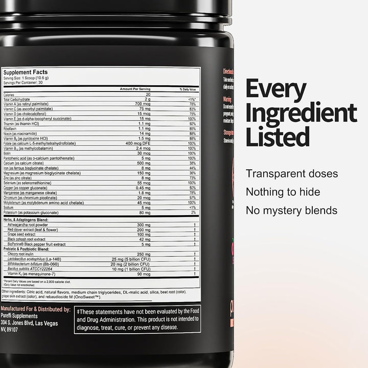 Pureffi Polvo multivitamínico todo en uno para mujer, 33 ingredient...