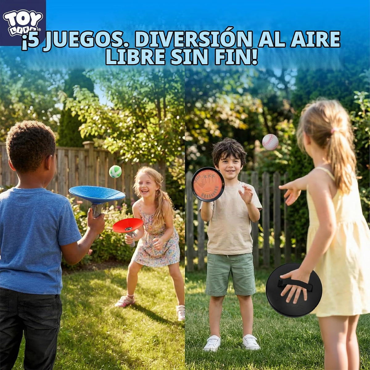 TOY Life Juego de pelota de lanzar y atrapar 5 en 1 para niños, juego de captura de bolas adhesivas con guantes y bolas, lanzamiento de anillo, juegos al aire libre y patio, juegos de playa para niños