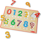 Melissa & Doug Rompecabezas de madera para levantar y ver clavijas de aprendizaje temprano, paquete de 2 para niñas y niños - alfabeto, números