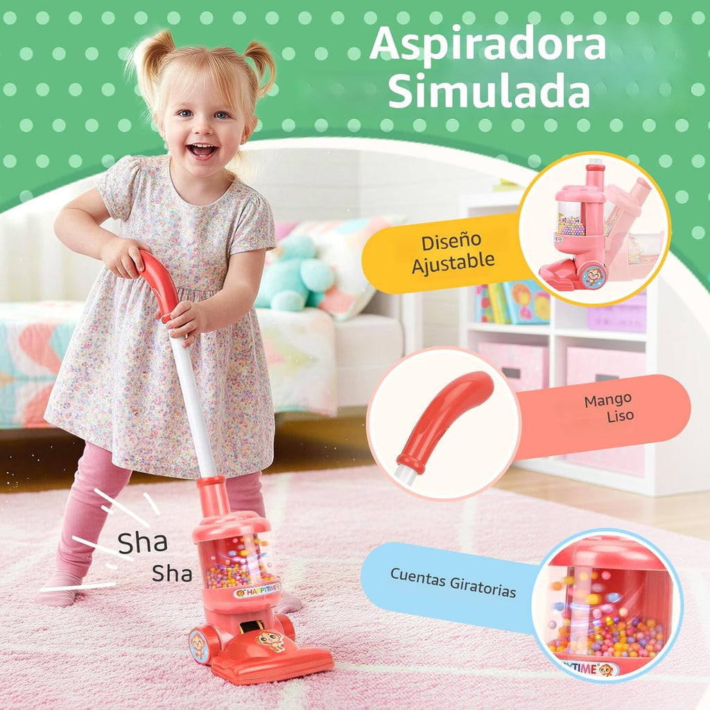 Meland Juego de limpieza para niños de 8 piezas con aspiradora de juguete y