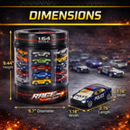 Juego de 25 piezas de autos fundidos a presión en bañera de transporte de almacenamiento, colección de vehículos fundidos a presión de aleación de metal a escala 1:64 para niños