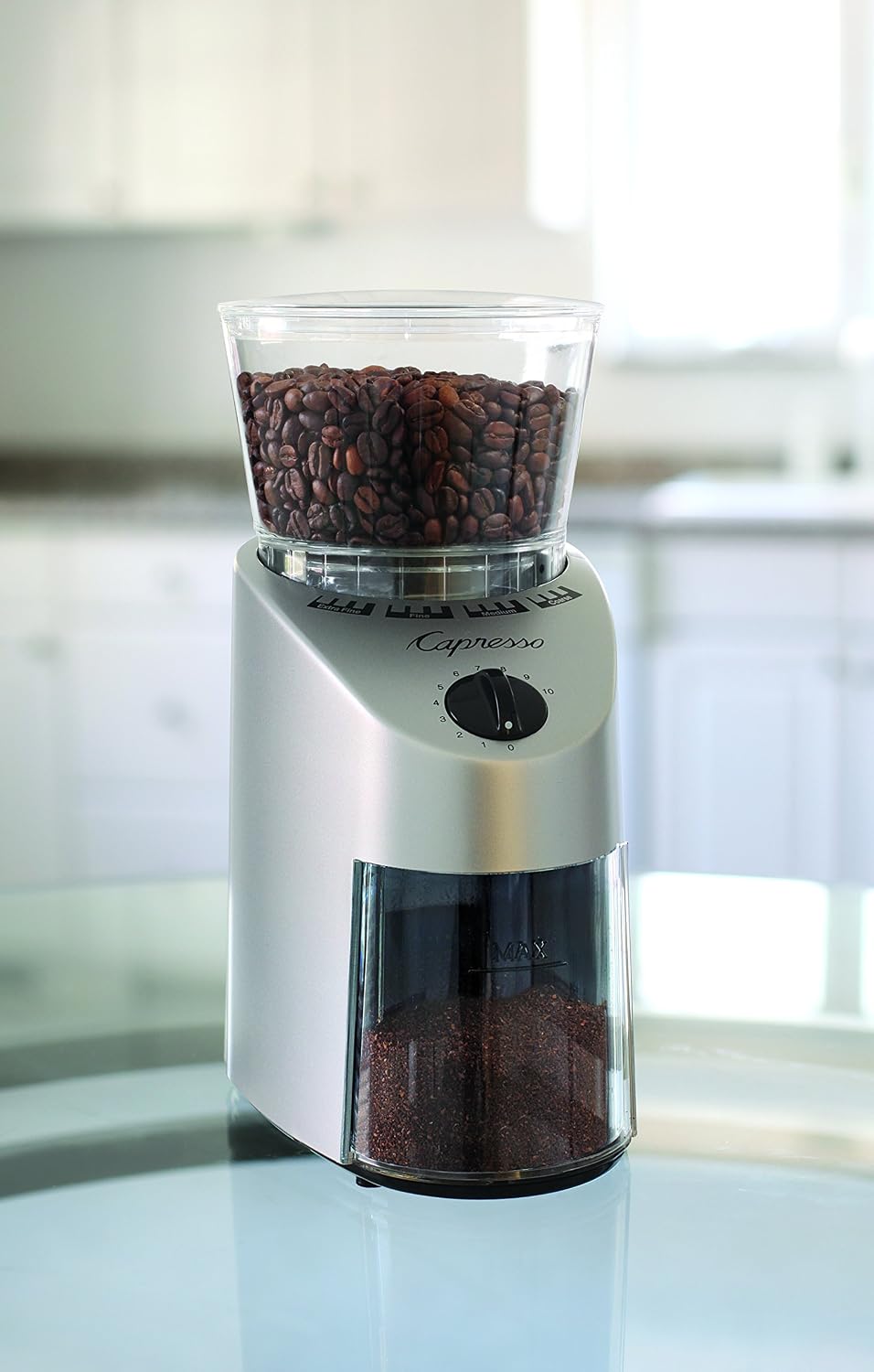 Molino de muelas cónicas Infinity marca Capresso, Acabado inoxidable