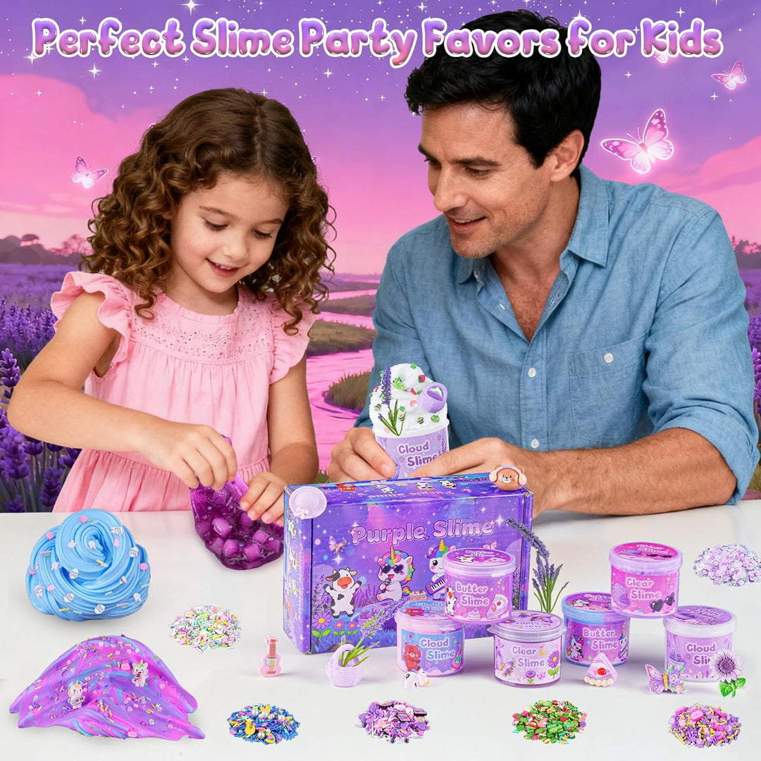 Paquete de 6 Slimes, Slime Morado para Niños, Kit de Slime de Nube...