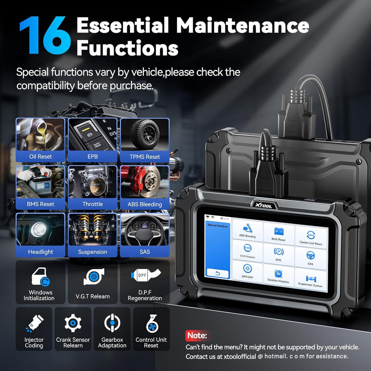 XTOOL Escáner D5S OBD2, 16 reinicios, herramienta de escaneo de transmisión
