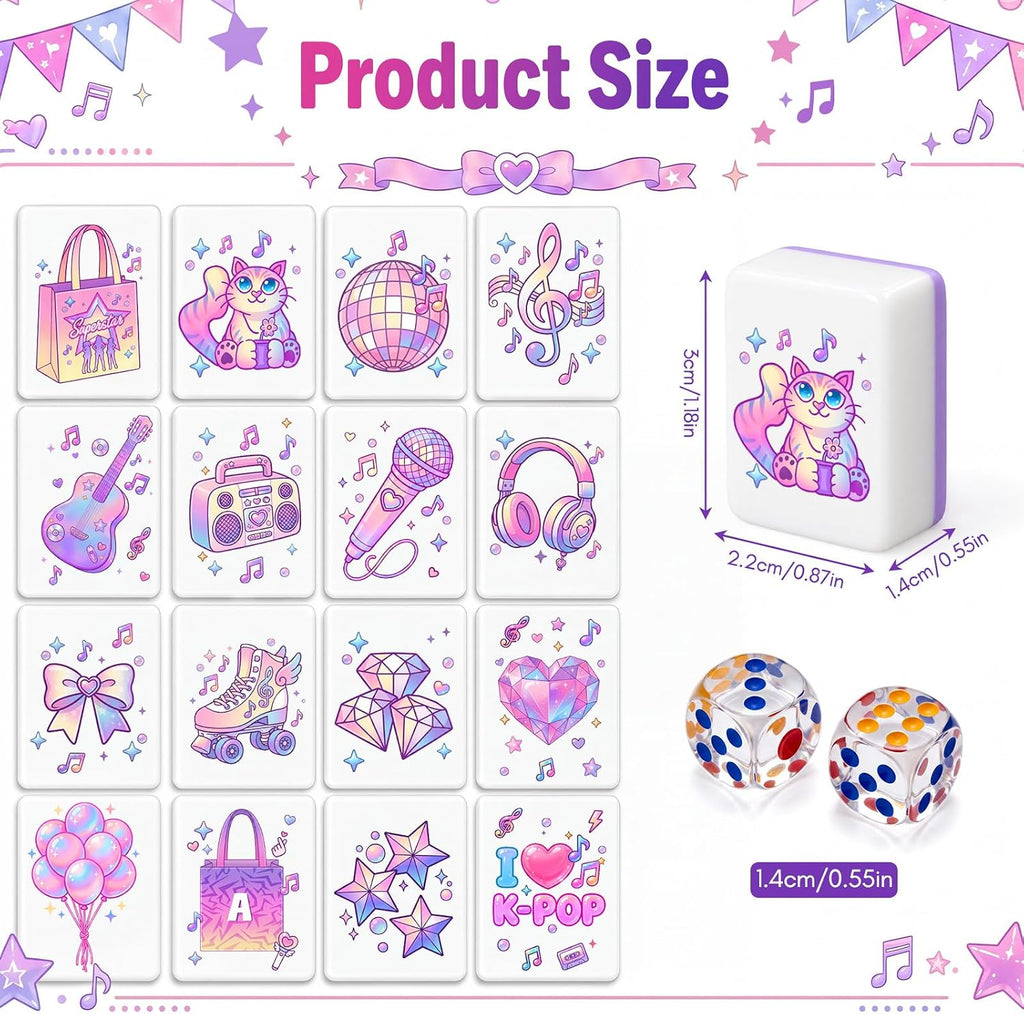 Juego de bloques Kpop Mahjong para 2 jugadores con bolsa de