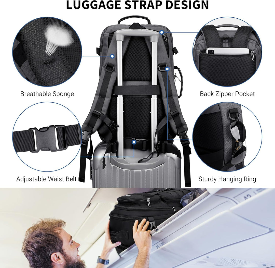 WITZMAN - Mochila de viaje para llevar a bordo para hombres, conver...