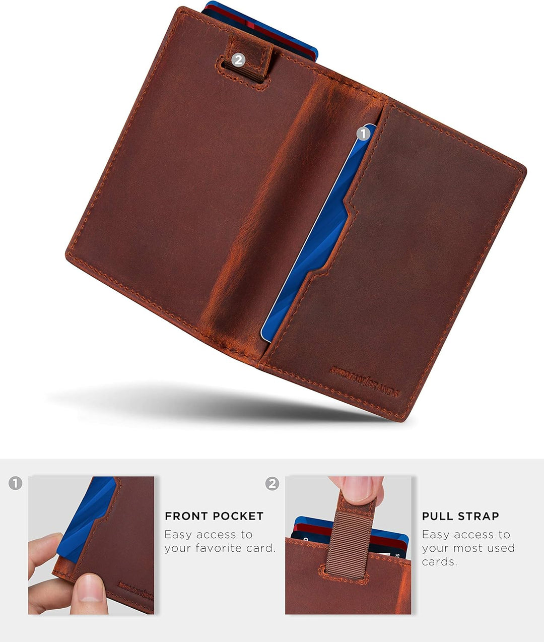 SERMAN BRANDS \u2013 Carteras para hombre, delgadas, de cuero, con...