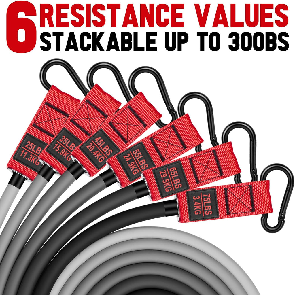 Bandas de Resistencia Pesada para Entrenamiento, 300lbs/360lb/420lb Bands de Ejercicio con Asas, Ancla de Puerta, Correas para Tobillos, Equipo de Gimnasio en Casa para Fortalecimiento Masculino, Entrenamiento de Fuerza y Estiramiento