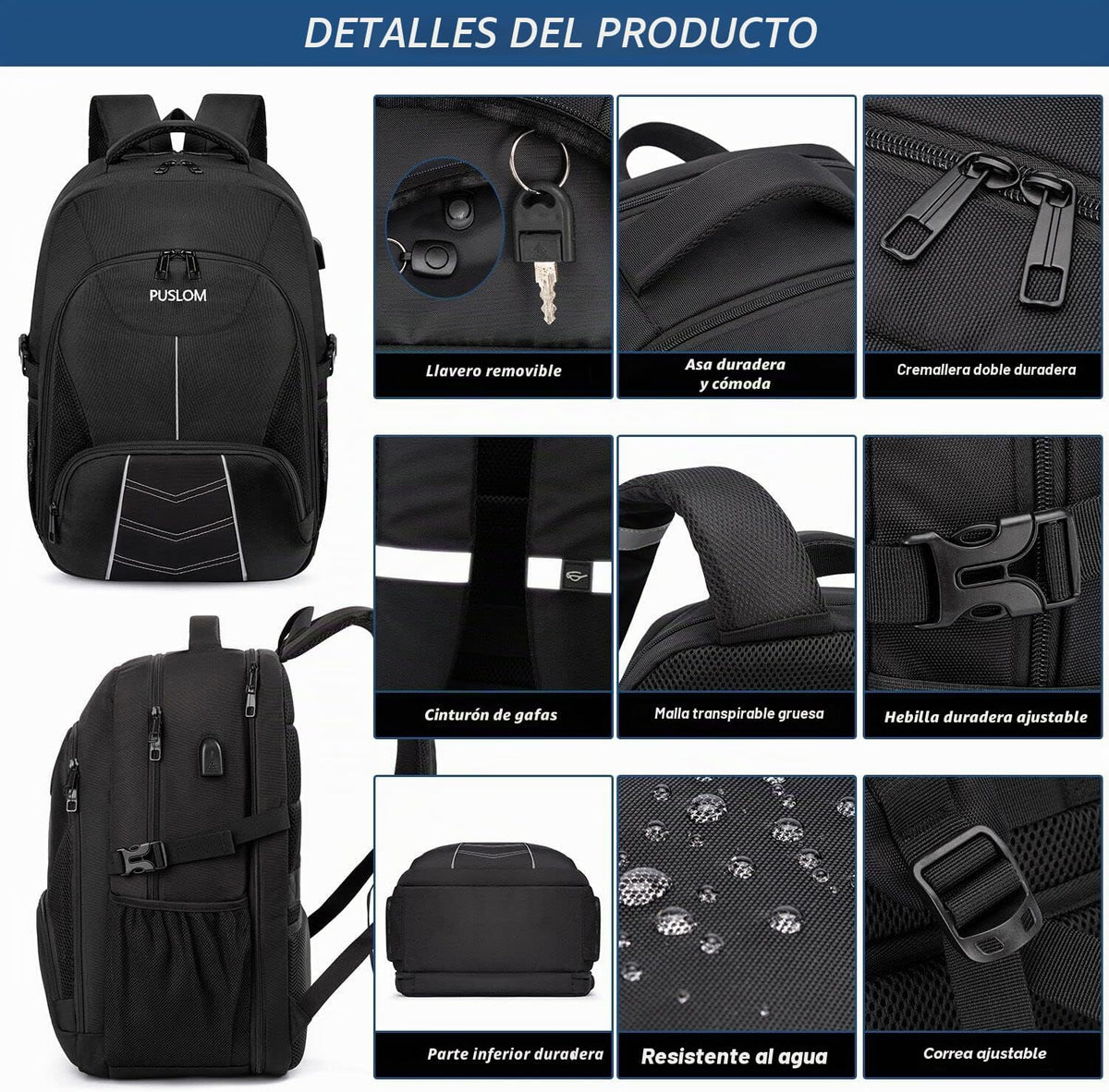 Mochila extra grande para hombres 55L, 18.4 pulgadas, mochila de viaje para portátil con puerto de carga USB, mochila de computadora de gran capacidad para vuelos de negocios, aprobada por TSA