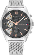 Tommy Hilfiger Reloj para hombre – Cuarzo Multifunción, caja de acero inoxidable de 1.732 in, esfera de esqueleto, pulsera de malla – Reloj de vestir para hombre