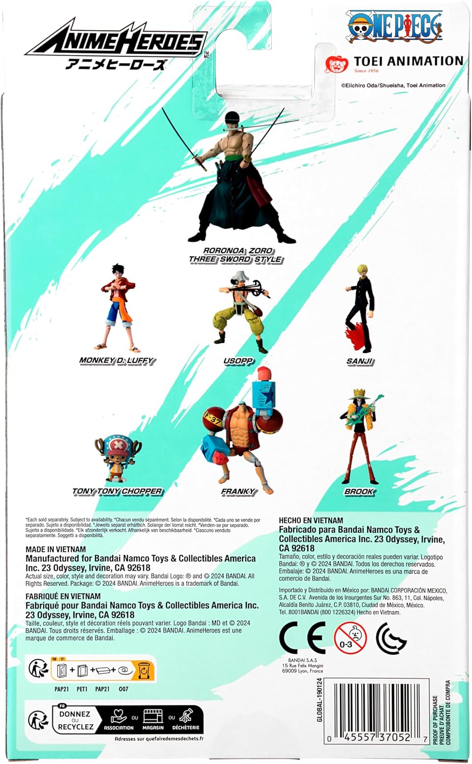 Anime Heroes - One Piece - Figura de acción de Roronoa Zoro estilo tres espadas