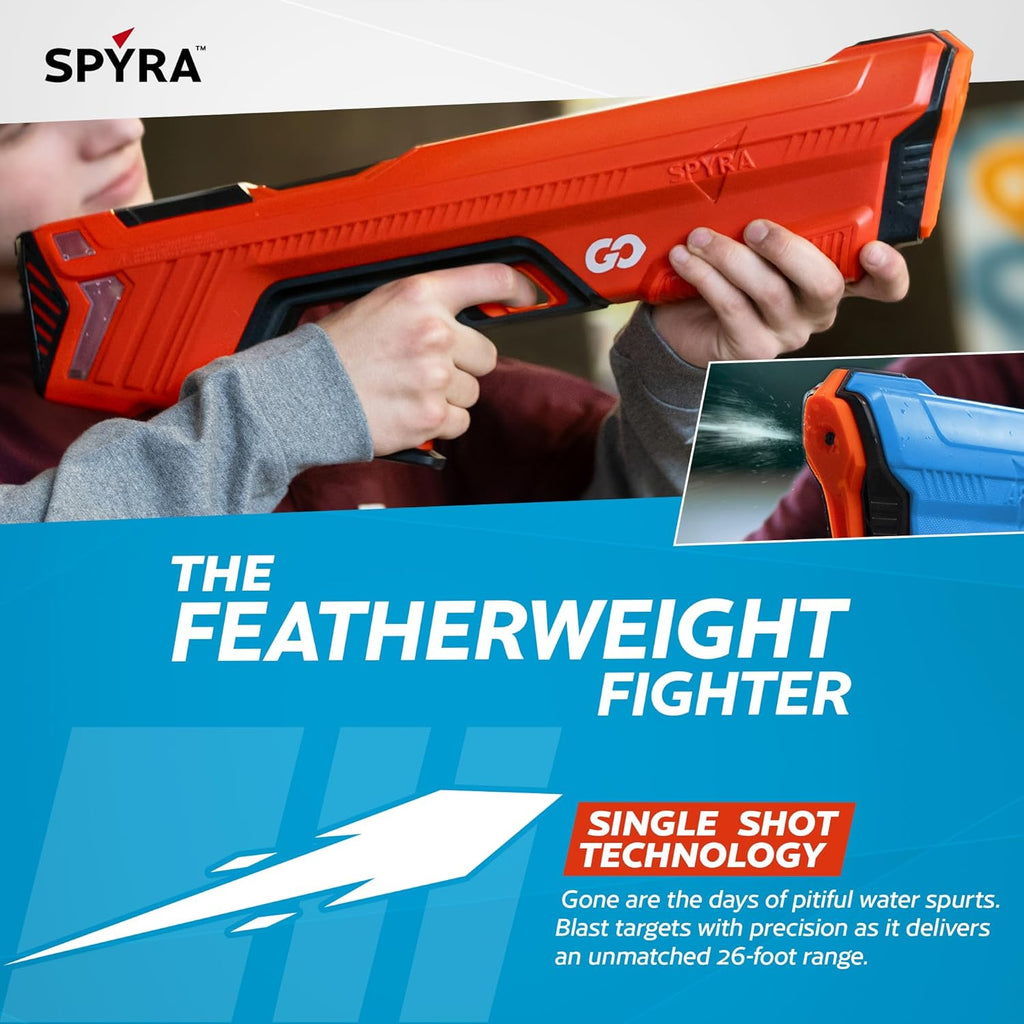 SPYRA Pistola de Agua Eléctrica, Lanzador de Agua Exterior con Pantalla LED, Rojo