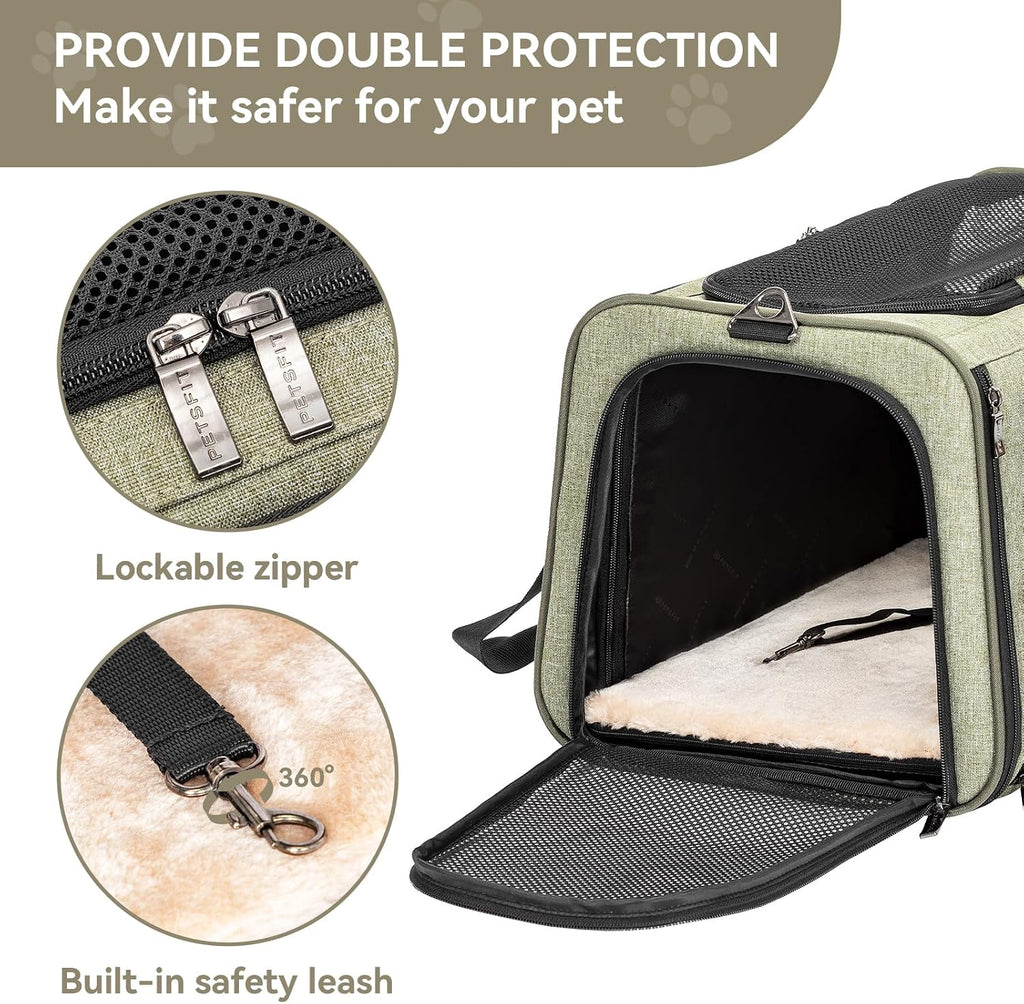 Petsfit Pequeño transportador expandible para gatos para viajes aéreos, hasta 9 libras