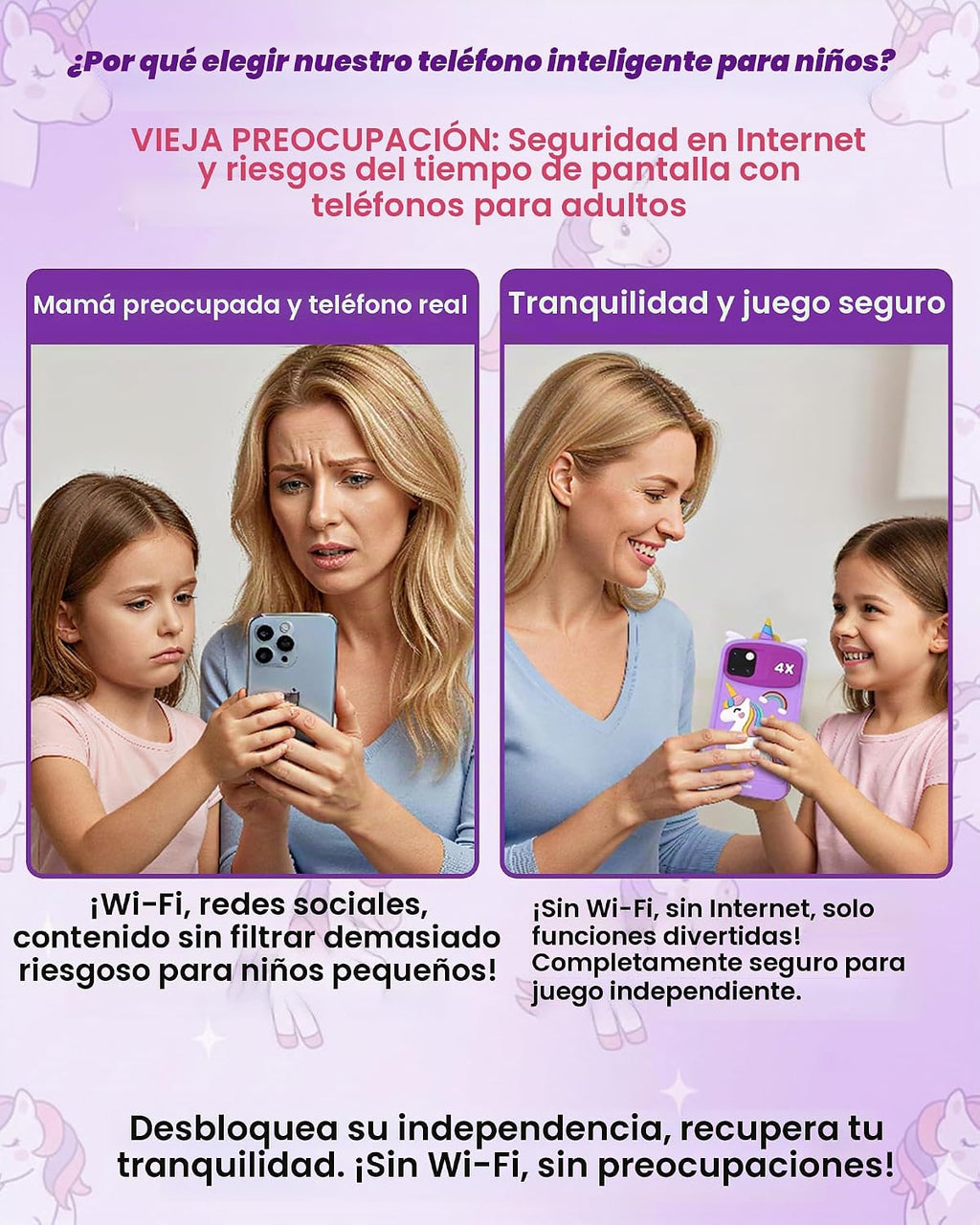 Teléfono inteligente para niños para niñas de 3 a 12 años, teléfonos de