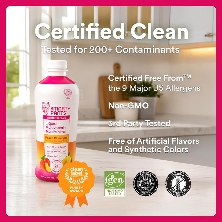 SmartyPants Multivitamínico líquido sin azúcar para mujeres, contie...