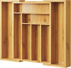 Pipishell Organizador de cajones extensible de bambú para soporte de utensilios, bandeja de cubiertos ajustable, organizador de separadores de cajones de madera para cubiertos, cubiertos, cuchillos en cocina, dormitorio, sala de estar