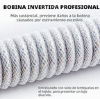 Cable de teclado en espiral USB C Starlight para teclado de juegos, cable de teclado mecánico de doble funda con aviador metálico desmontable, 1.5M USB-C a USB-A, color blanco con conector de