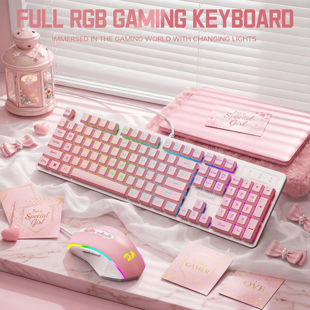 Redragon Combo de teclado y mouse para juegos S107WP actualizados,...