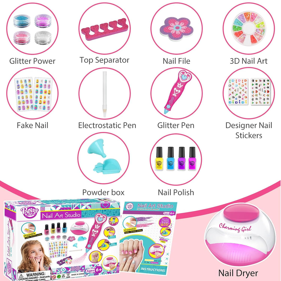 BATTOP Juego de Esmalte de Uñas para Niñas, Kits de Arte de Uñas co...