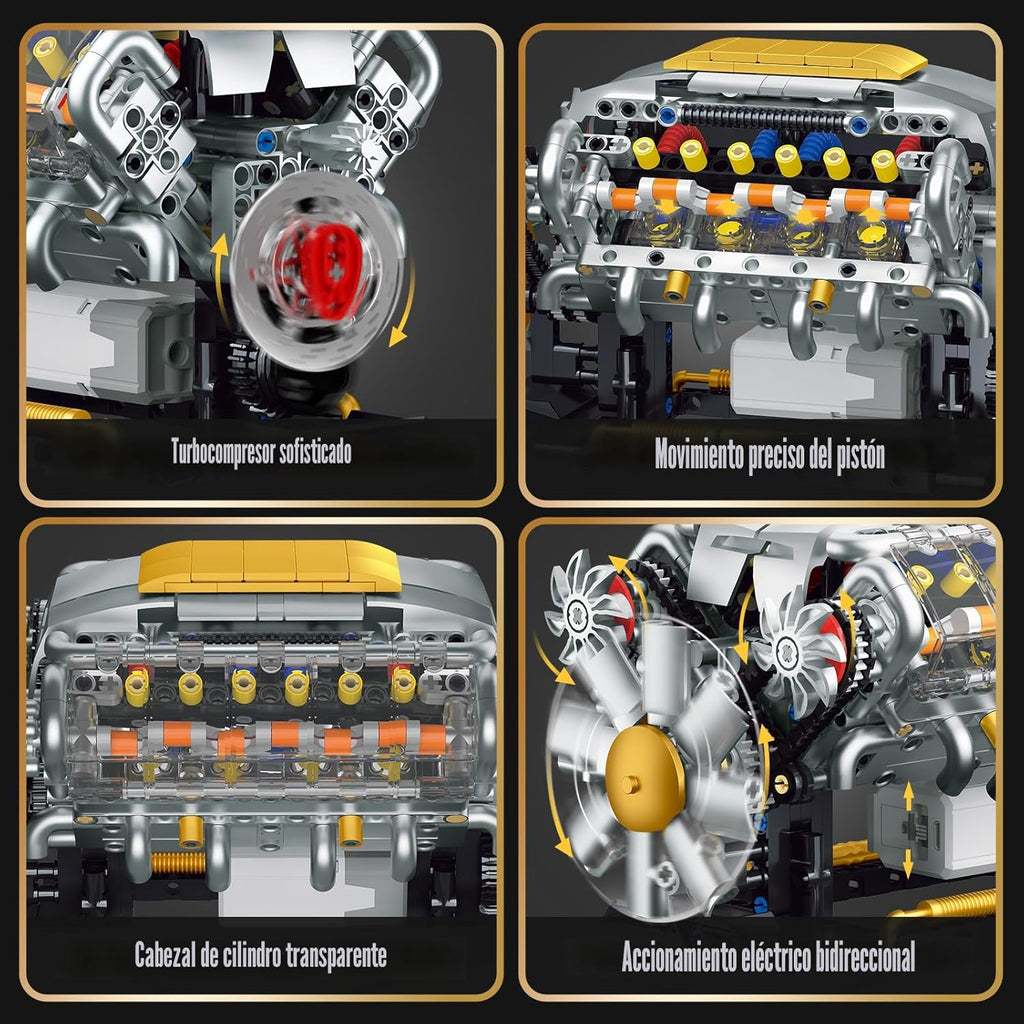 V8 Kit de modelo de motor que funciona, construye tu propio mini motor de automóvil visible, juego de construcción de experimentos de ciencia física para adultos y adolescentes, juguete STEM regalo para niños mayores de 14 años (703 piezas)