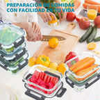 Skroam Paquete de 10 recipientes de vidrio para preparación de comidas, recipientes herméticos de vidrio de 22 onzas con tapas, recipientes de almacenamiento de cocina para almuerzo