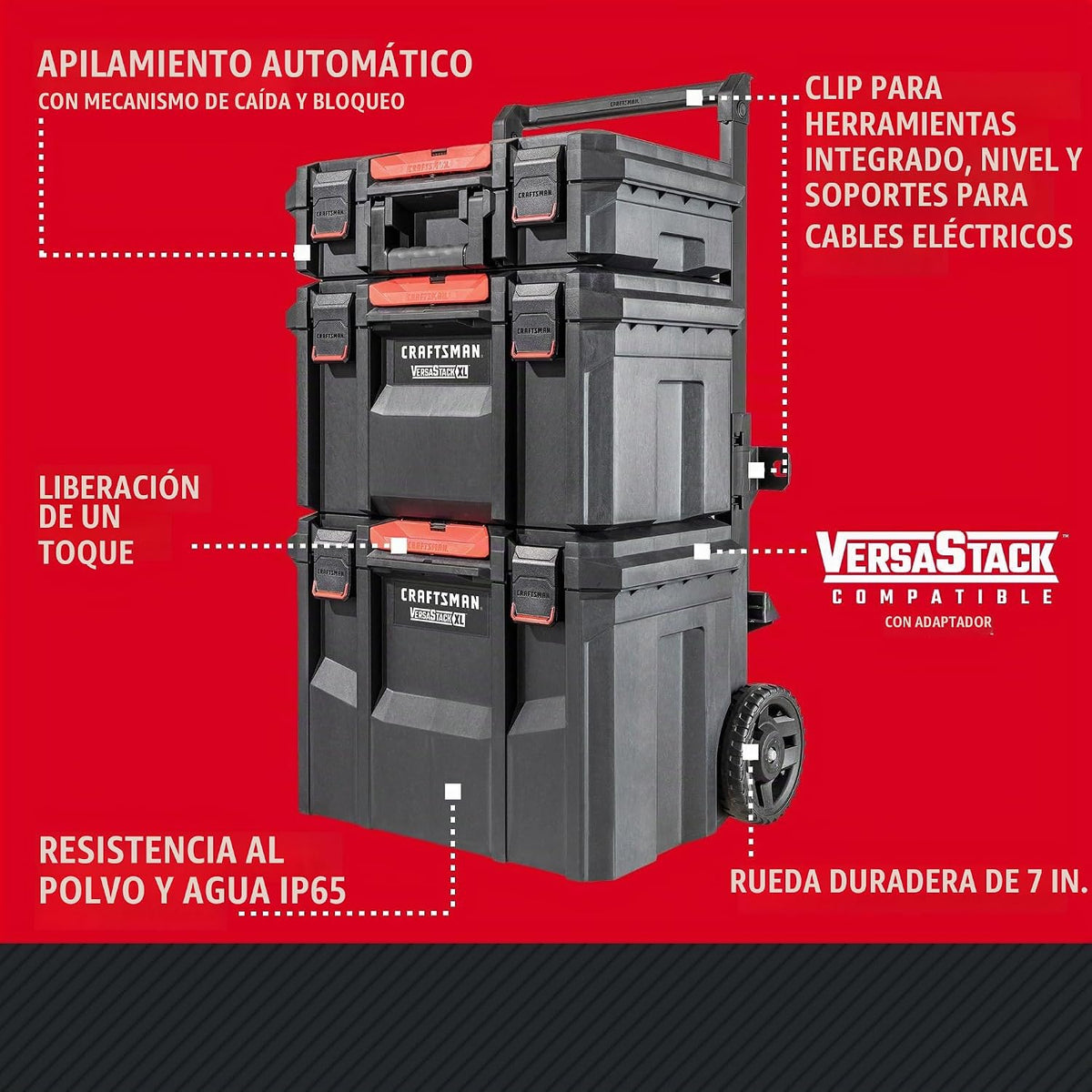 CRAFTSMAN VERSASTACK XL Sistema de almacenamiento de herramientas de torre rodante, 4 piezas (CMST60420)